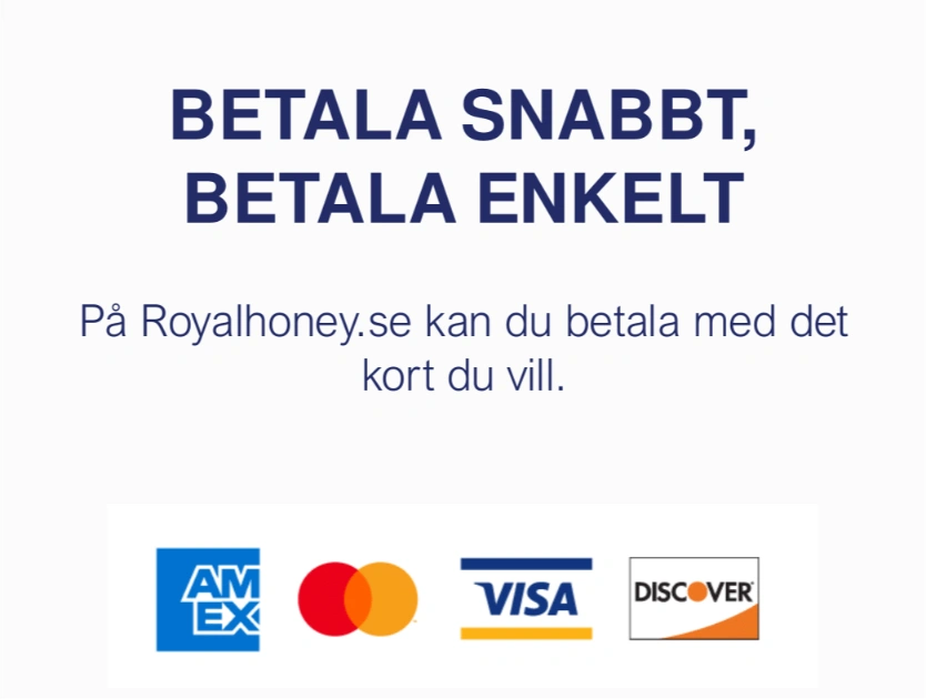 Betala med Amex, Mastercard och Visa Royal Honey